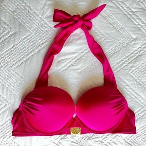 Victoria's Secret Miraculous Bombshell Bikini Top Hot Pink Fushia S56 34A RARE